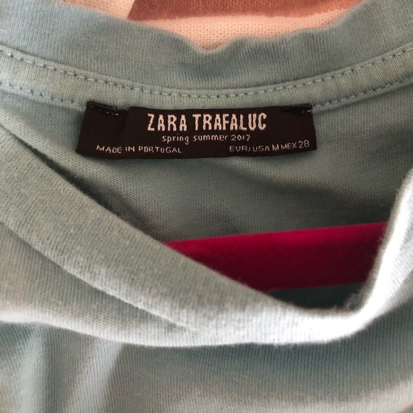 Zara Trafaluc Short Sleeve Ruffle T-Shirt Dress Blue Size Medium - Picture 3 of 3